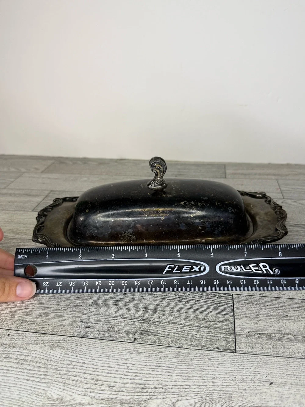 vintage silver-plated covered butter dish